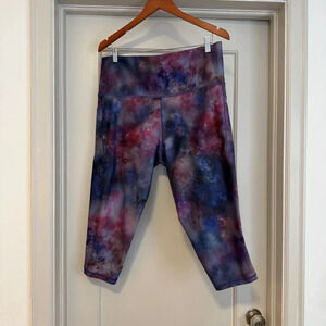 Athleta women’s purple marbled Salutation II capri crop leggings size 2X